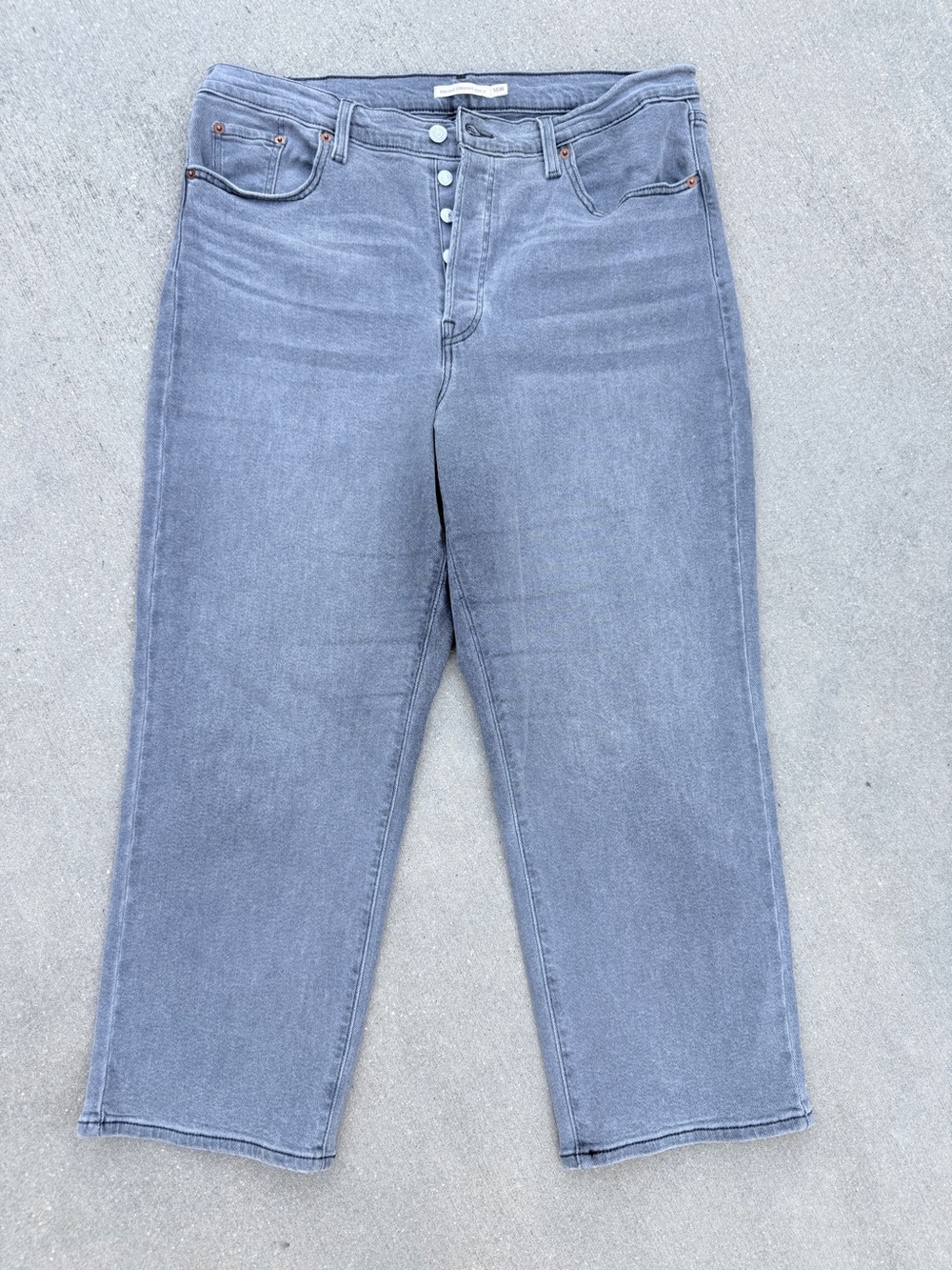 Levi's Ribcage Straight Ankle Jeans 16W Faded Gray 90s Grunge Indie Sleaze